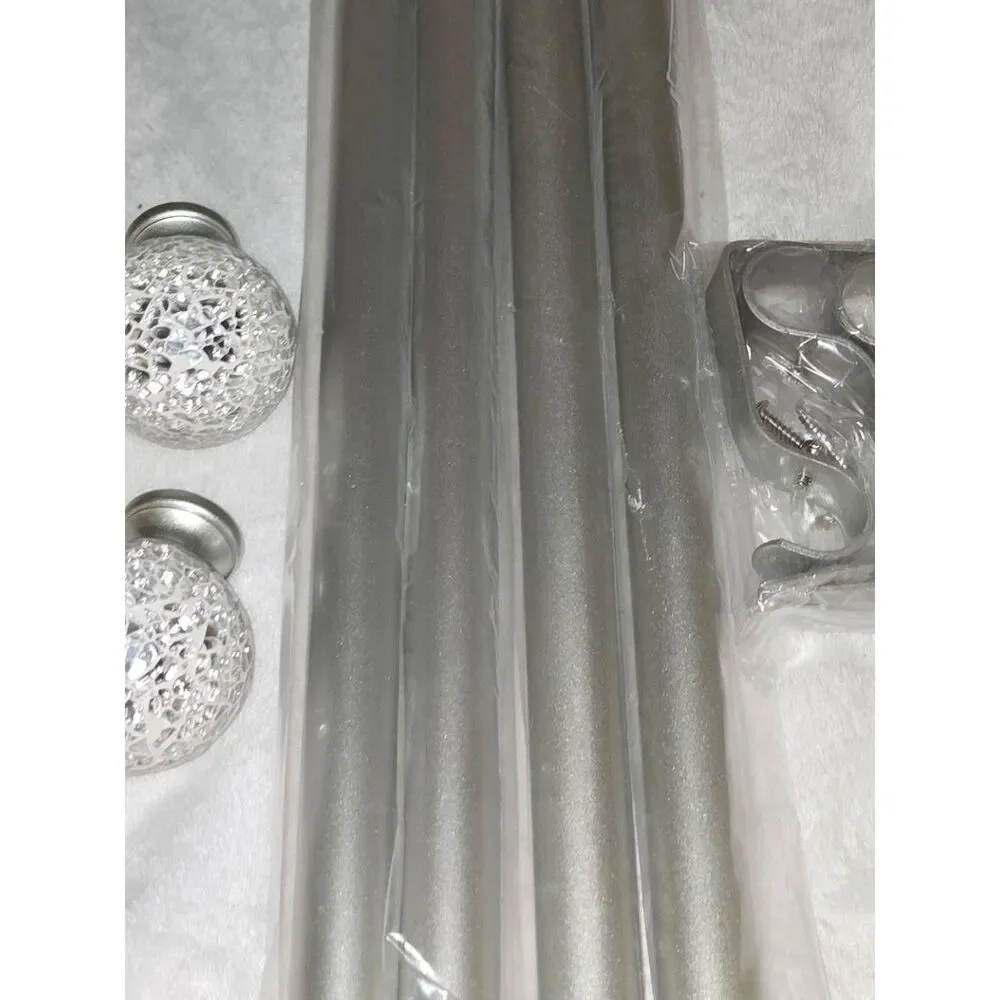 NEW TVWOO Window Rods Silver Mosaic Decorative Modern Adjustable Sparkling Glam
